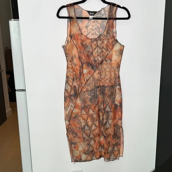 kim shui brown dress Brown Mesh Tie Skirt X Large main image 0